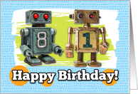 81 Years Old Happy Birthday Robots card