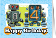 84 Years Old Happy Birthday Robots card