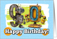 90 Years Old Happy Birthday Robots card