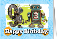 93 Years Old Happy Birthday Robots card