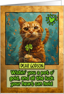 Godson St. Patrick’s Day Ginger Cat Shamrock card