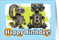 98 Years Old Happy Birthday Robots card