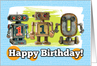 110 Years Old Happy Birthday Robots card