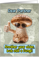 Partner Happy Birthday Thumbs Up Fungi with Sunglasses card