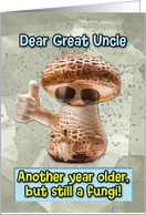 Great Uncle Happy Birthday Thumbs Up Fungi with Sunglasses card