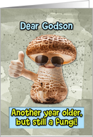 Godson Happy Birthday Thumbs Up Fungi with Sunglasses card