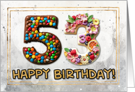53 Years Old Happy Birthday Cake card