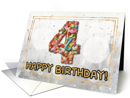 4 Years Old Happy Birthday Cake card (1831374)
