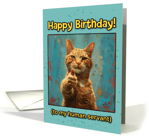 Happy Birthday from Thumbs Up Ginger Cat card (1831392)