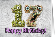 17 Years Old Happy Birthday Zombie Monsters card