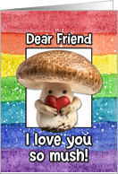 Friend Happy Pride LGBTQIA Rainbow Mushroom card