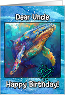 Uncle Happy Birthday LGBTQIA Rainbow Humpback Whale card