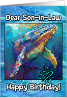 Son in Law Happy Birthday LGBTQIA Rainbow Humpback Whale card