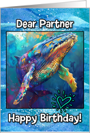 Partner Happy Birthday LGBTQIA Rainbow Humpback Whale card