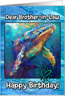 Brother in Law Happy Birthday LGBTQIA Rainbow Humpback Whale card