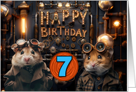 7 Years Old Happy Birthday Steampunk Hamsters card