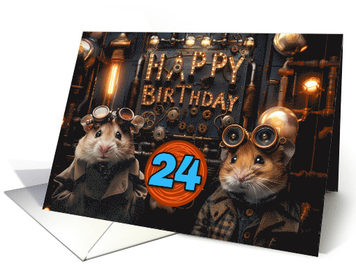 24 Years Old Happy Birthday Steampunk Hamsters card (1831772)