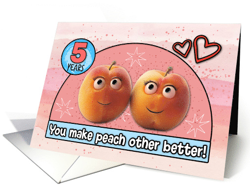 5 Year Wedding Anniversary Pair of Peaches card (1832154)