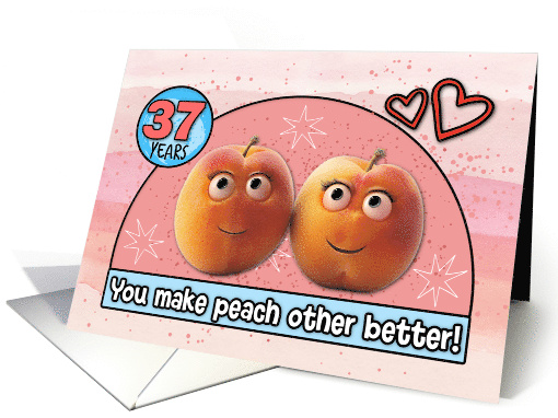 37 Year Wedding Anniversary Pair of Peaches card (1832220)