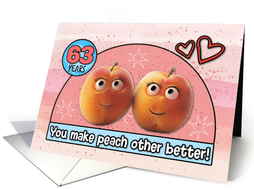 63 Year Wedding Anniversary Pair of Peaches card (1832380)