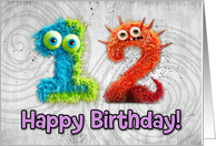 12 Years Old Happy Birthday Zombie Monsters card