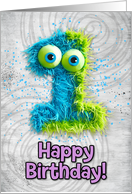 1 Year Old Happy Birthday Zombie Monsters card