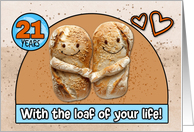 21 Year Wedding Anniversary Pair of Bread Loafs card