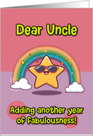 Uncle Happy Birthday LGBTQIA Rainbow Kawaii Star card