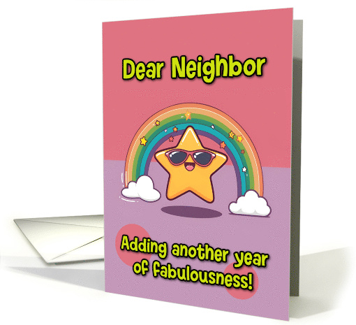 Neighbor Happy Birthday LGBTQIA Rainbow Kawaii Star card (1835486)