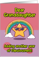 Granddaughter Happy Birthday LGBTQIA Rainbow Kawaii Star card