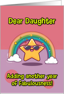 Daughter Happy Birthday LGBTQIA Rainbow Kawaii Star card
