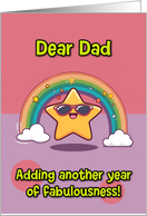Dad Happy Birthday LGBTQIA Rainbow Kawaii Star card