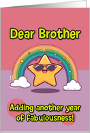 Brother Happy Birthday LGBTQIA Rainbow Kawaii Star card