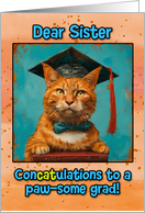 Sister Congratulations Graduation Ginger Cat card