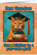 Grandson Congratulations Graduation Ginger Cat card