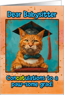Babysitter Congratulations Graduation Ginger Cat card