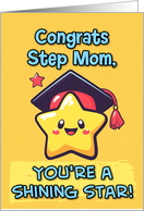 Step Mom Congratulations Graduation Kawaii Star card