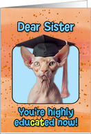 Sister Congratulations Graduation Sphynx Cat card