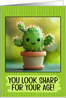 Happy Birthday Getting Older Kawaii Cactus Plant in Pot card