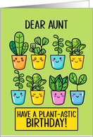 Aunt Happy Birthday Kawaii Cartoon Plants in Pots card