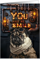 Friendship Smile Steampunk Pug Dog card
