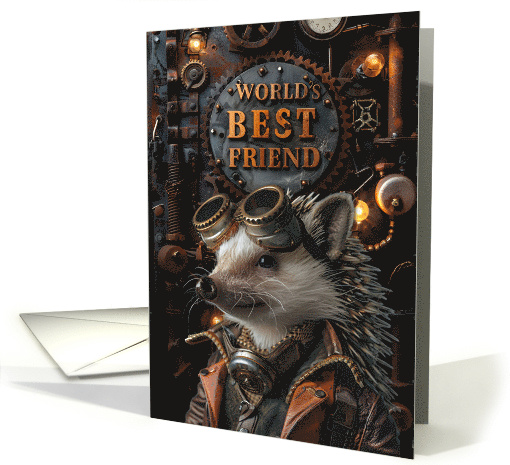 Friendship World's Best Friend Steampunk Hedgehog card (1837942)