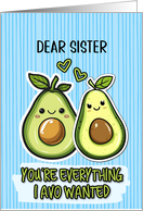 Sister Pair of Kawaii Cartoon Avocados card