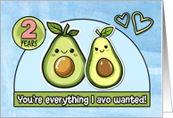 2 Year Wedding Anniversary Pair of Kawaii Cartoon Avocados card