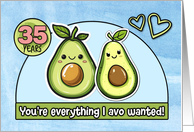 35 Year Wedding Anniversary Pair of Kawaii Cartoon Avocados card