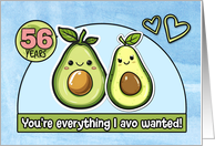 56 Year Wedding Anniversary Pair of Kawaii Cartoon Avocados card