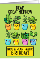 Great Nephew Happy Birthday Kawaii Cartoon Plants in Pots card