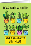 Goddaughter Happy Birthday Kawaii Cartoon Plants in Pots card