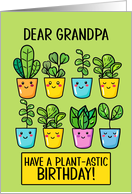 Grandpa Happy Birthday Kawaii Cartoon Plants in Pots card