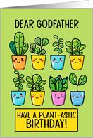 Godfather Happy Birthday Kawaii Cartoon Plants in Pots card